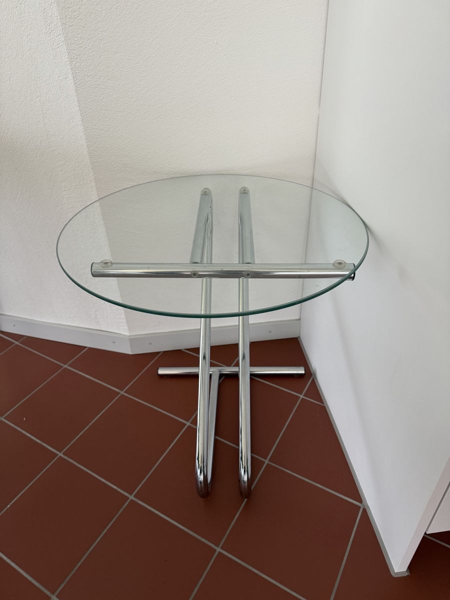 Tavoli: Vintage Glastisch mit Chrom-Gestell - – Usato da Zürich venduto da sne.swiss 6