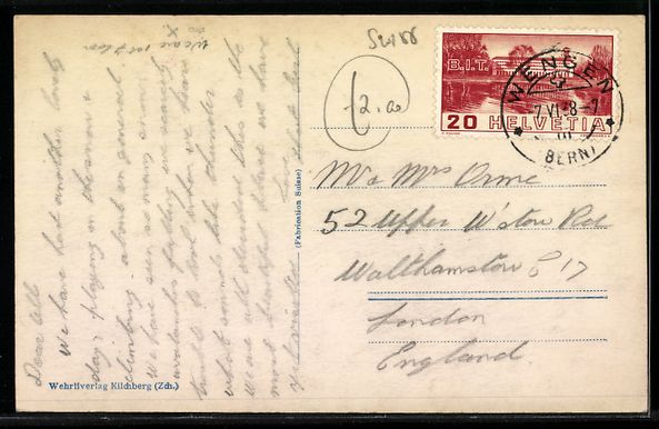 Cartoline postali: AK Wengen, Hotel Waldrand, 1938 – Usato da Berlin venduto da bartko-reher 1