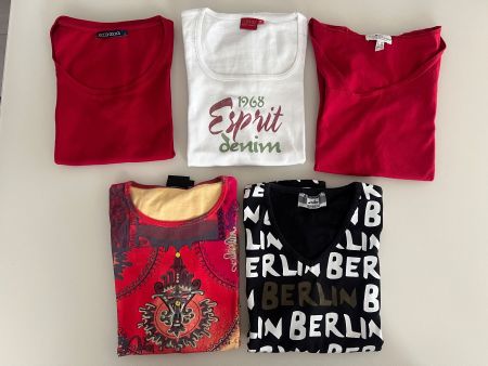 T-Shirt im 5-er Set, diverse Farben/Muster, alle Grösse 38