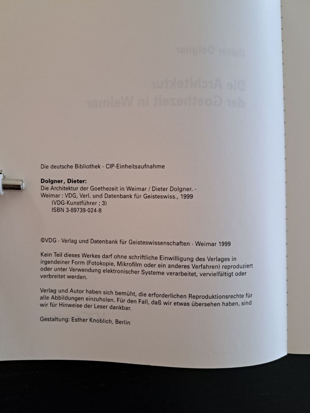 Bücher: Die Architektur der Goethezeit in Weimar – Gebraucht aus Ottenbach von Rasenmaeeher 1