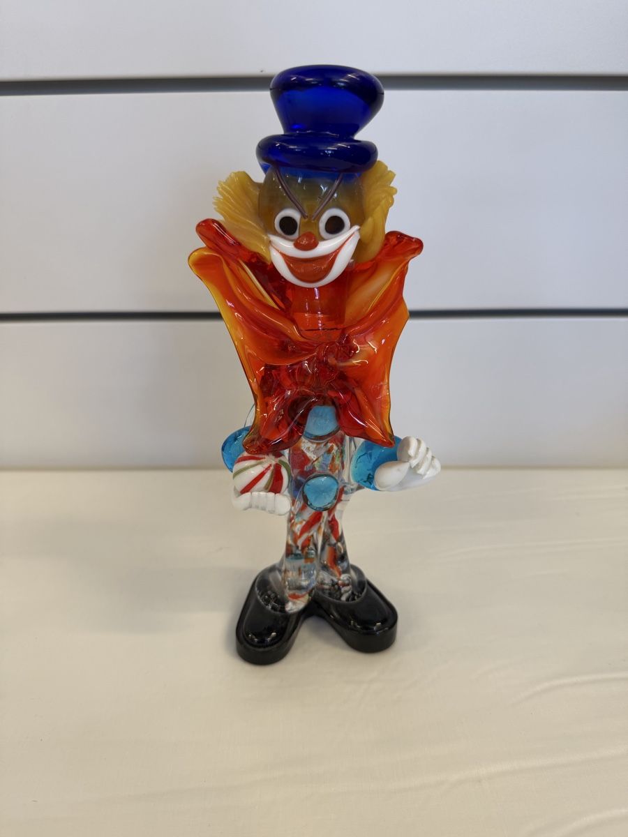 Murano Statuette: Statuette clown en verre multicolore Murano  – Usato da montreux venduto da Always-Good