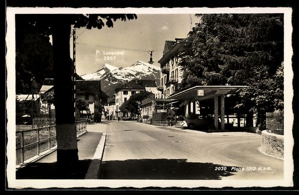 Cartoline postali: Piotta, Via principale con P. Lucendro – Usato da Berlin venduto da bartko-reher