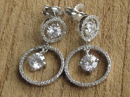 elegante Ohrhänger Silber 925 + goha / weisse Steine