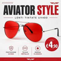 Rote Aviator-Sonnenbrille mit Metallgestell und UV400-Schutz