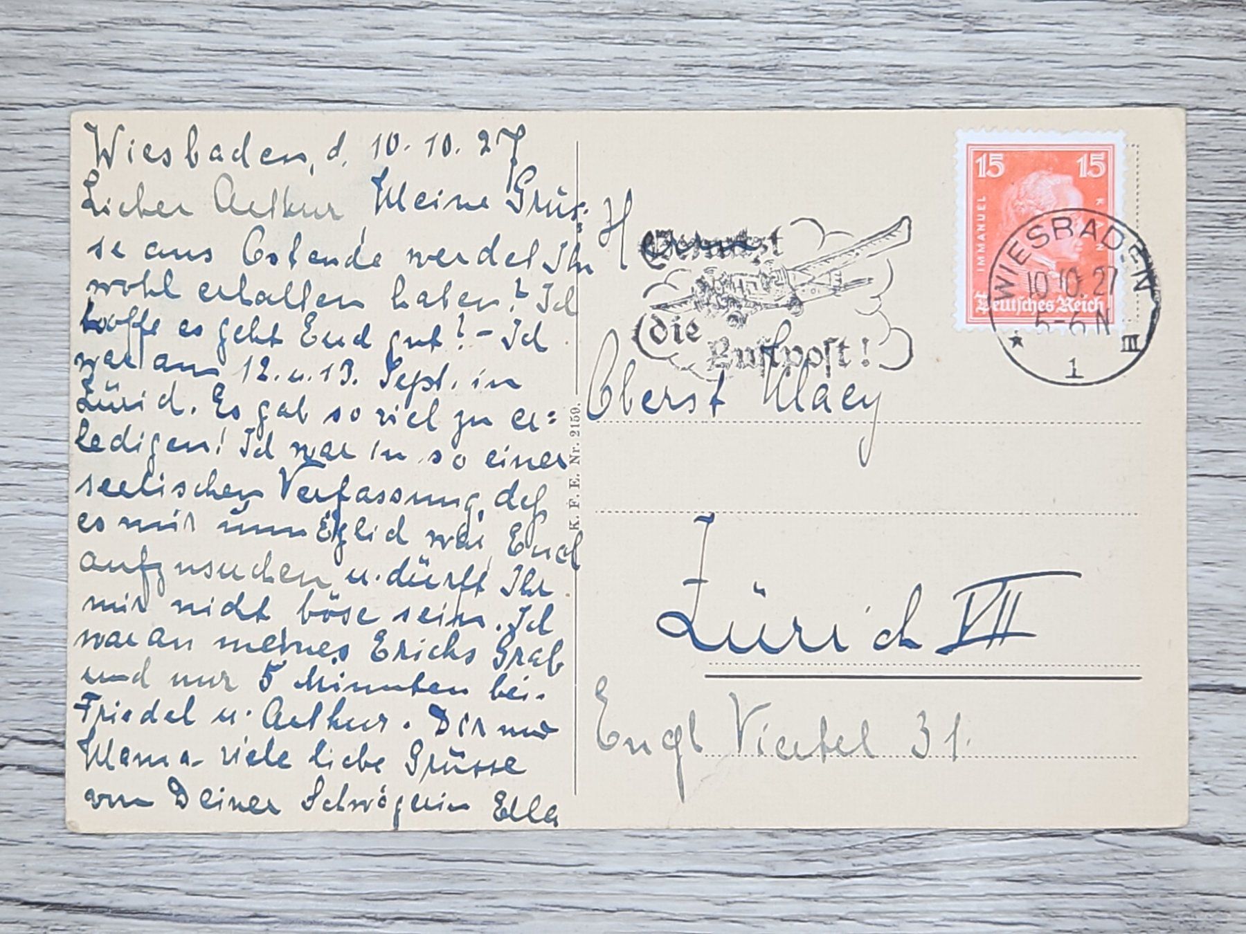 Tutti i francobolli: CL16 Carte Postale + Timbre Allemagne 1927 – Usato da Cousset venduto da Patrick_Collections 1