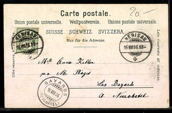 Cartoline postali: Herisau, Panoramaansicht der Ortschaft – Usato da Berlin venduto da bartko-reher 1