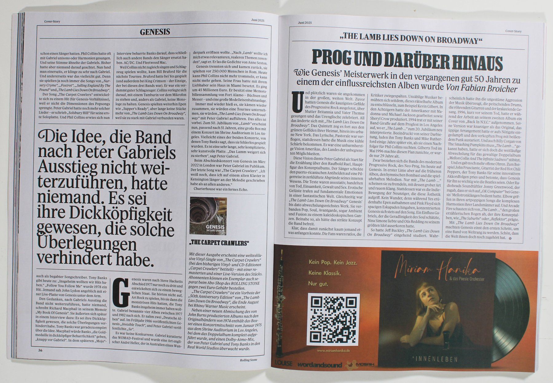 Dischi in vinile: 7" GENESIS - The Carpet Crawlers - ROLLING STONE Lim. Ed. – Nuovo (secondo la descrizione) da Brüttisellen venduto da Collector-Corner 7