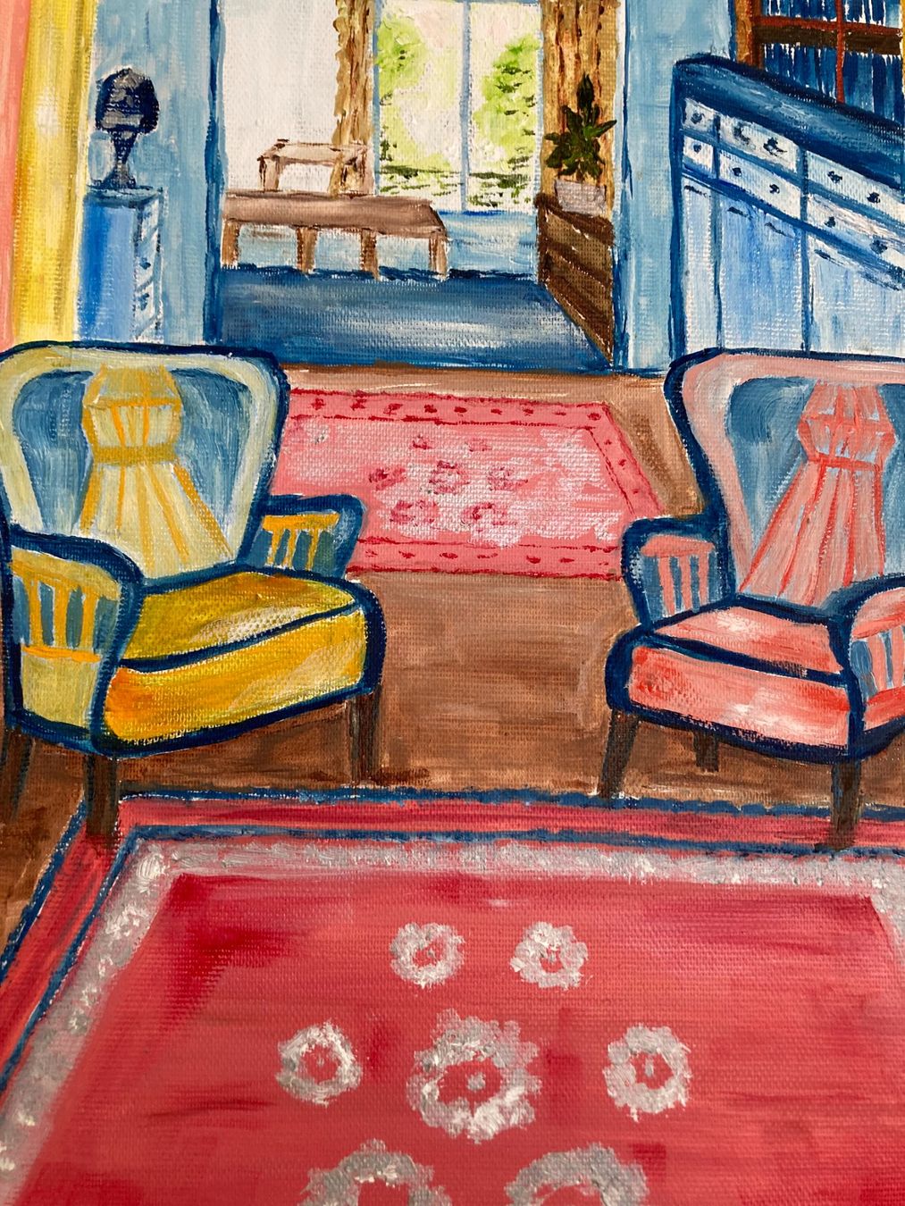 Dipinti: Gemälde, Öl auf Leinwand, Wohnzimmer Interieur, Kunst – Nuovo (secondo la descrizione) da Cham venduto da Felha 6