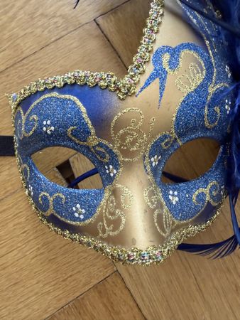 Maske Fasching Kostüm Zirkus Motiv blau neu