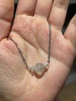 100 % echter, Mondstein-Halskette mit Edelstahlkette