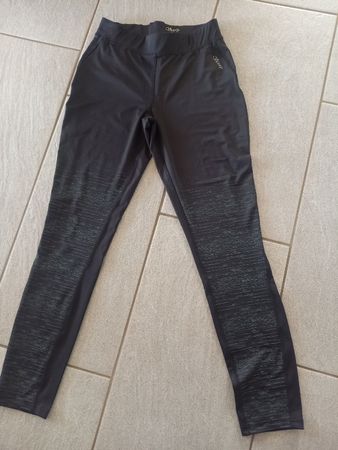 Sport Leggings schwarz grau meliert Funktionsmaterial