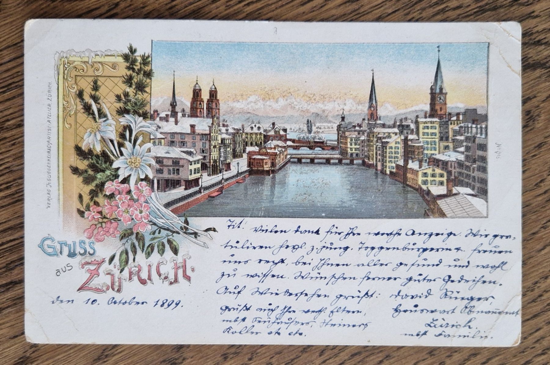 Ansichtskarten: Gruss aus Zürich 1899 – Gebraucht aus Ebikon von Donar50