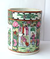 Vintage Pinselbecher Vase W.S.L. HongKong handbemalt farbig