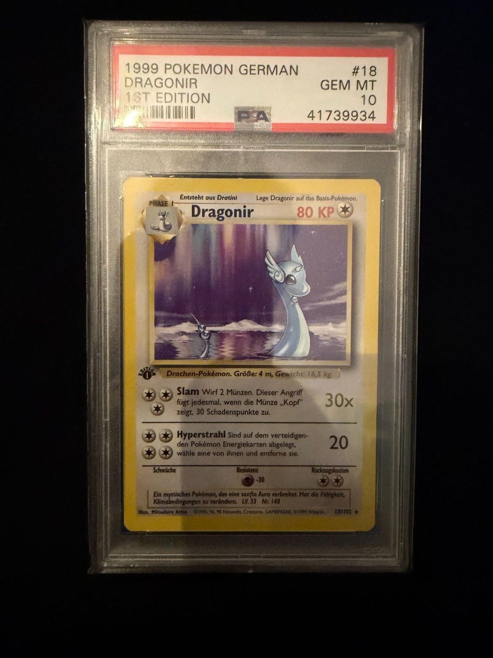 Pokémon Carte collezionabili: PSA 10 Dragonir 18/102 Basis Set 1. Edition Deutsch – Usato da Würenlos venduto da mbumech