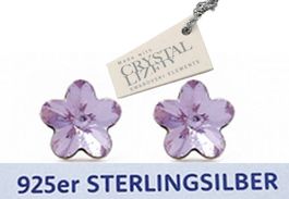 925 Silber Ohrstecker mit Swarovski Crystal Blume Violet