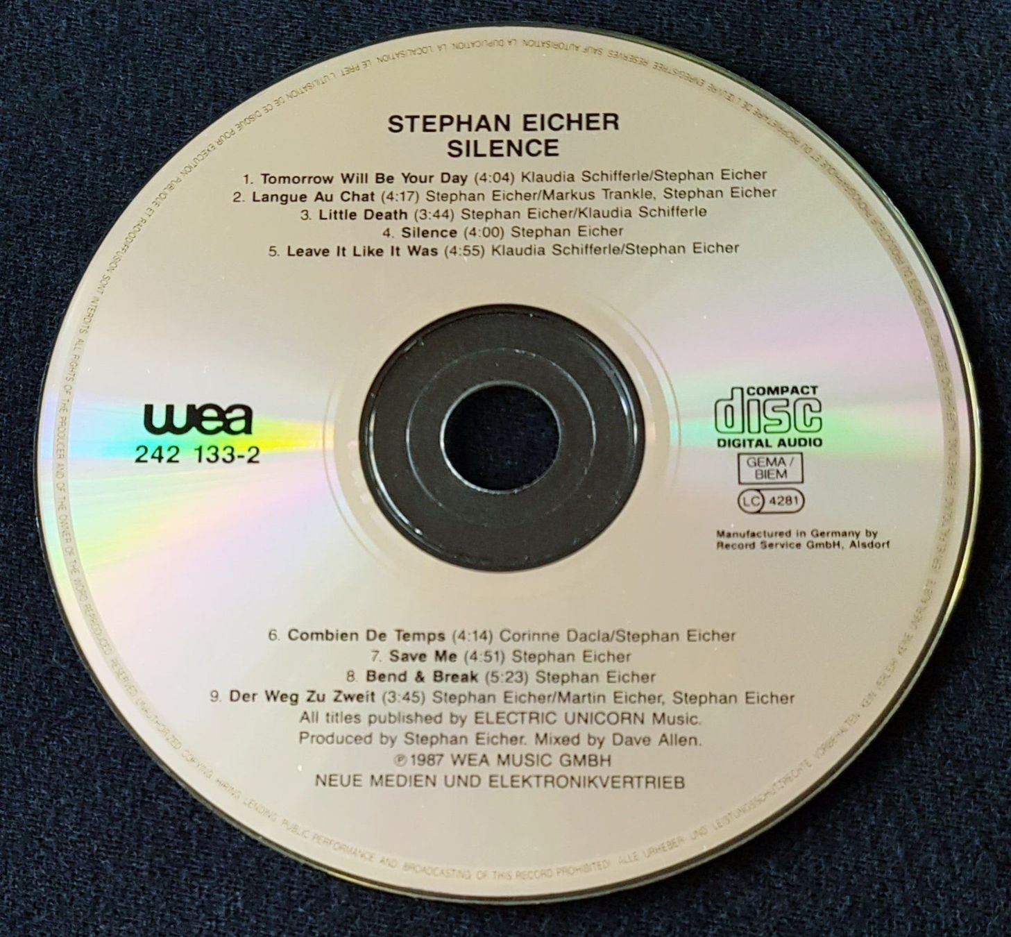 CD: Stephan Eicher – Silence - CD - 1987 - WEA – Usato da Uster venduto da Zardodel 2