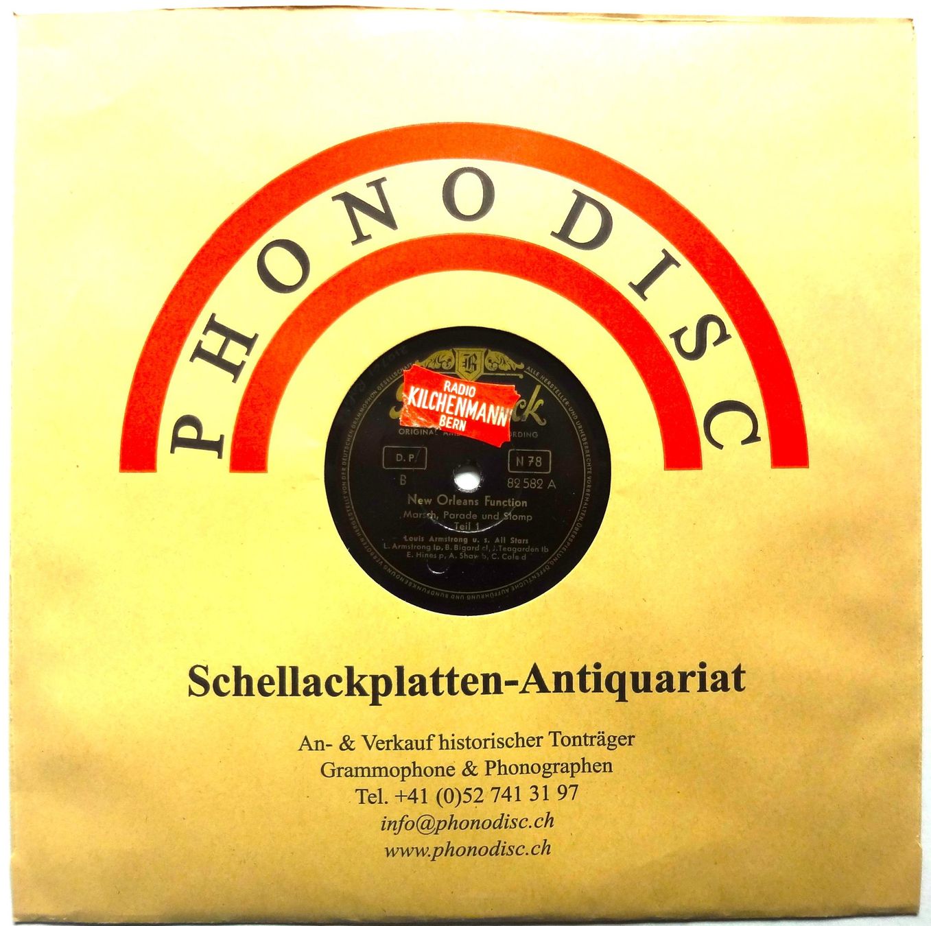 Schallplatten: Louis Armstrong, legendäre Schellackplatte – Gebraucht aus Hemishofen von Phonomandy
