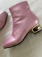 Stiefeletten Gr.37 bequem rosa/gold Schuhe