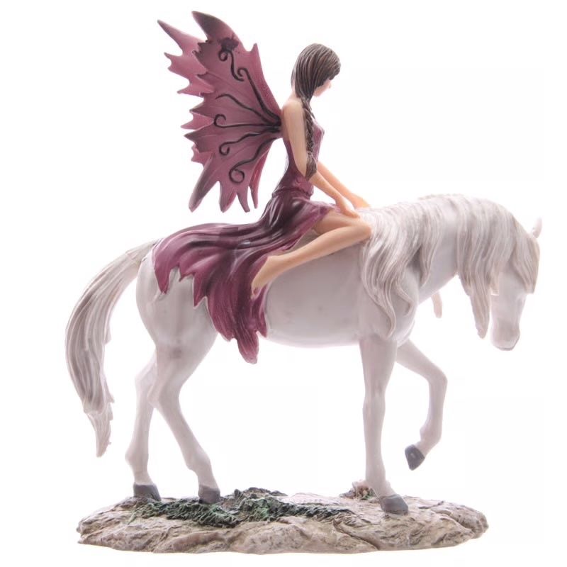 Statuette: Märchenfee auf weissem Einhorn reitend - violett – Nuovo e nell'imballaggio originale da Menzingen venduto da fairy123 1