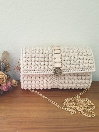 Elegante Tasche / Clutch Bag   Ecru /Beige neu handmade
