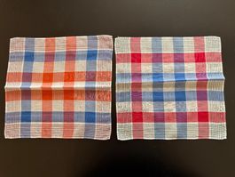 2x Taschentüechli kariert rot-blau gemustert Baumwolle