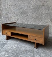 Mid Century Modern Coffee Table w/ Glass Top design 1970s
