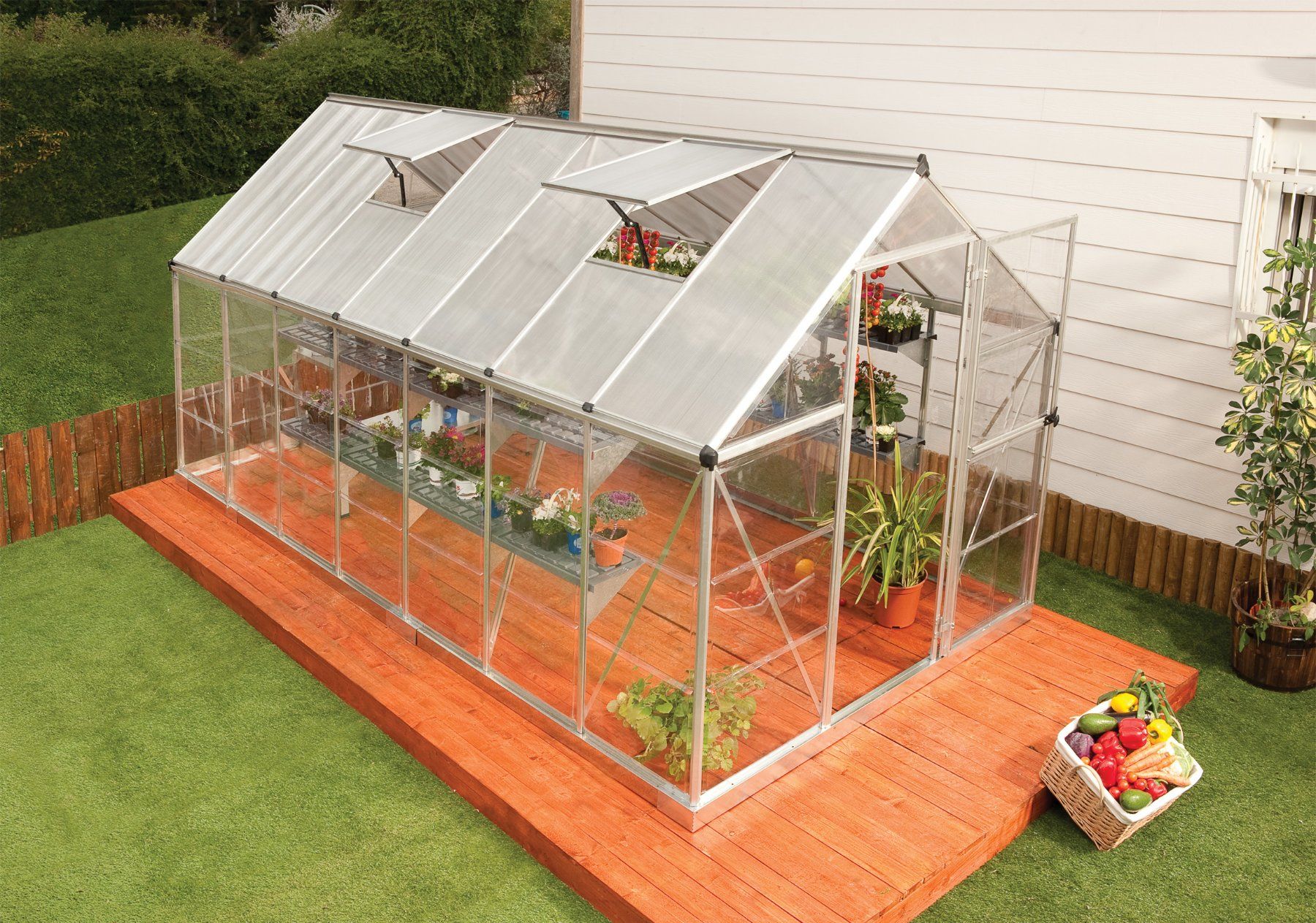Gartenhäuser & Gewächshäuser: Gewächshaus Hybrid 2 x 4.3 silber – Neu und originalverpackt aus Erlinsbach von Home-World 1