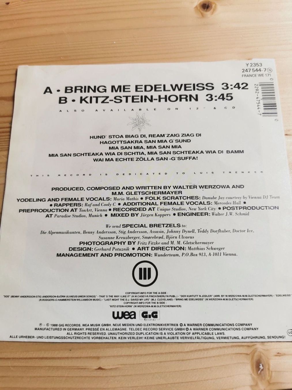 Dischi in vinile: Single 7 Edelweiss "Bring me Edelweis" – Usato da Sirnach venduto da windrad65 2