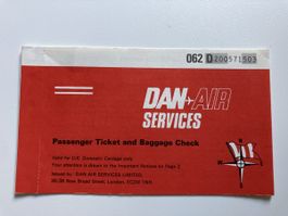 Vintage Dan Air Passenger ticket 1978