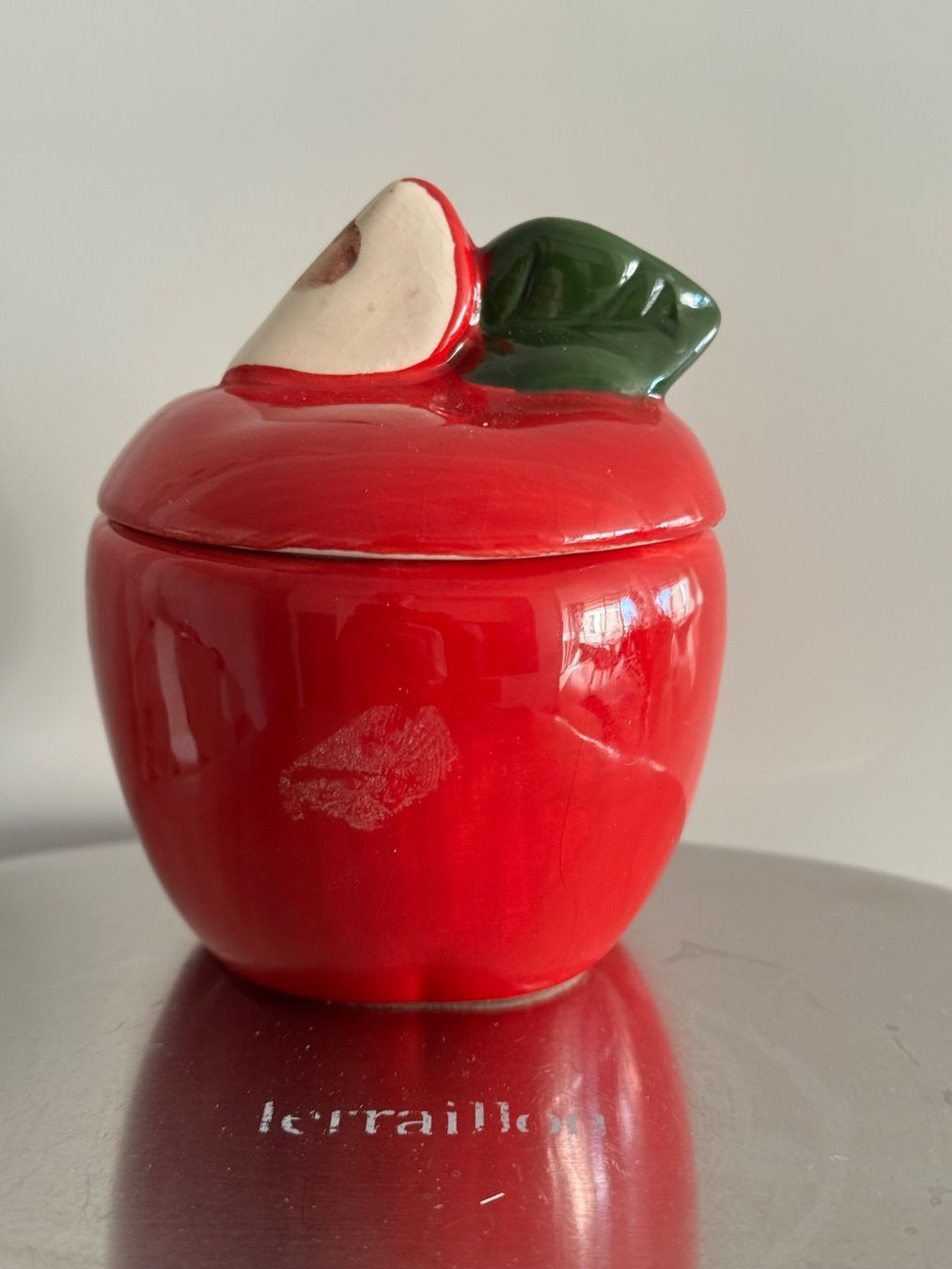 Zuccheriere: Keramik Zuckerdose Apfel rot mit Deckel – Usato da Lausanne venduto da AufLiebesehen 3