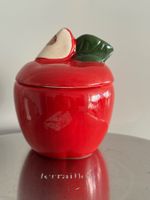 Keramik Zuckerdose Apfel rot mit Deckel
