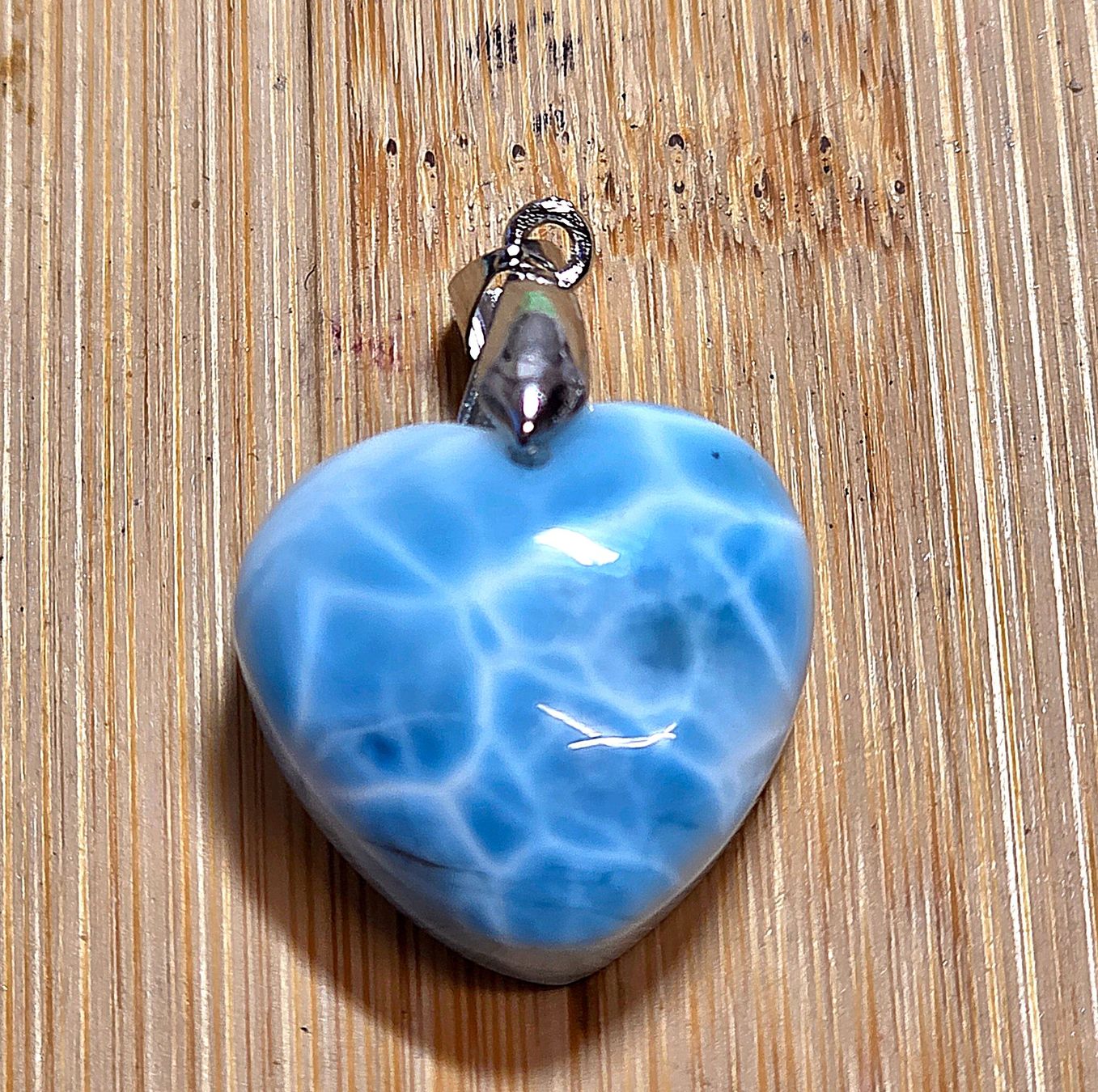 Minerali & Pietre curative: Larimar Herz Anhänger mit Metallöse – Nuovo e nell'imballaggio originale da Matzingen venduto da Shay_Crystalz