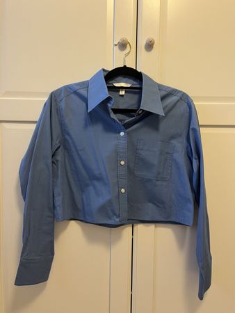 100% Baumwolle blaues Crop Hemd
