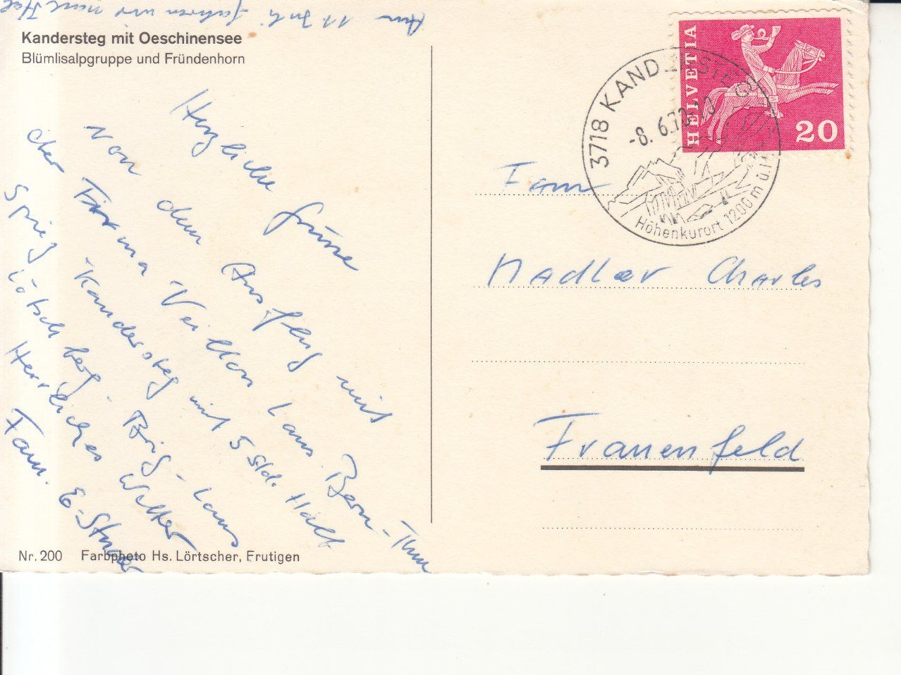 Cartoline postali: Kandersteg 1970 – Usato da Bürglen TG venduto da StampGraf 1