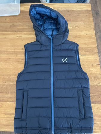 Hollister Steppweste mit Kapuze dunkelblau in gutem Zustand
