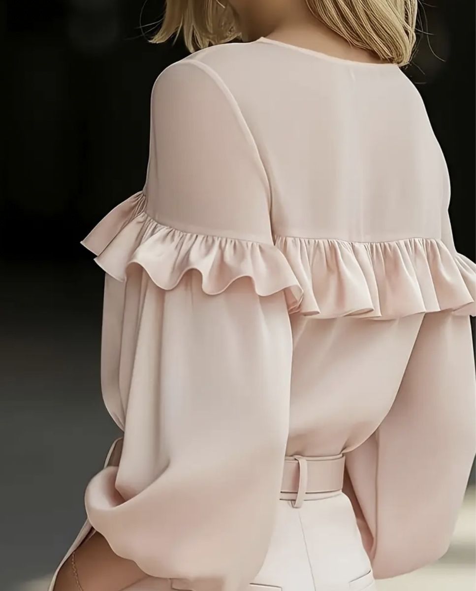 Camicette: Camicia rosa cipria con volant e maniche sbuffo, tg. S – Nuovo e nell'imballaggio originale da Gordevio venduto da LanaZimm 3