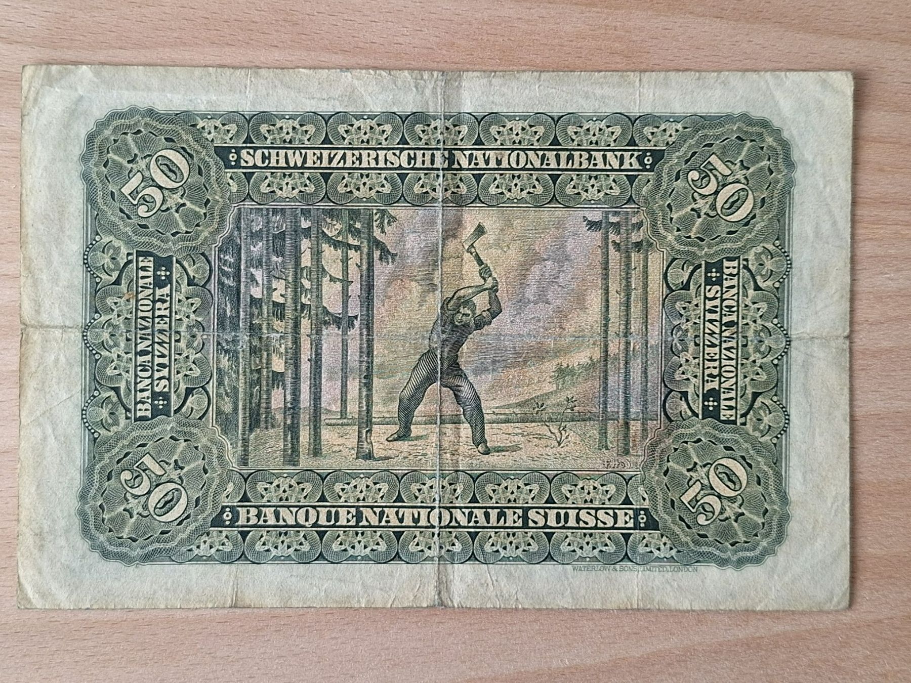 Banconote: Schweizer Banknote, 50 Franken, JG 1943 – Usato da Lohn-Ammannsegg venduto da Beo71 1