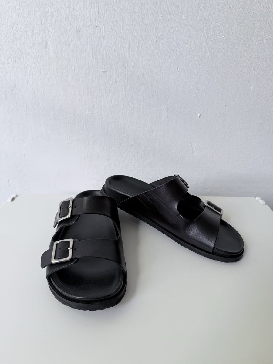 Scarpe da donna: Scarosso Pantoletten schwarz mit Schnallen Grösse 39 – Usato da Basel venduto da A-Z-B 1