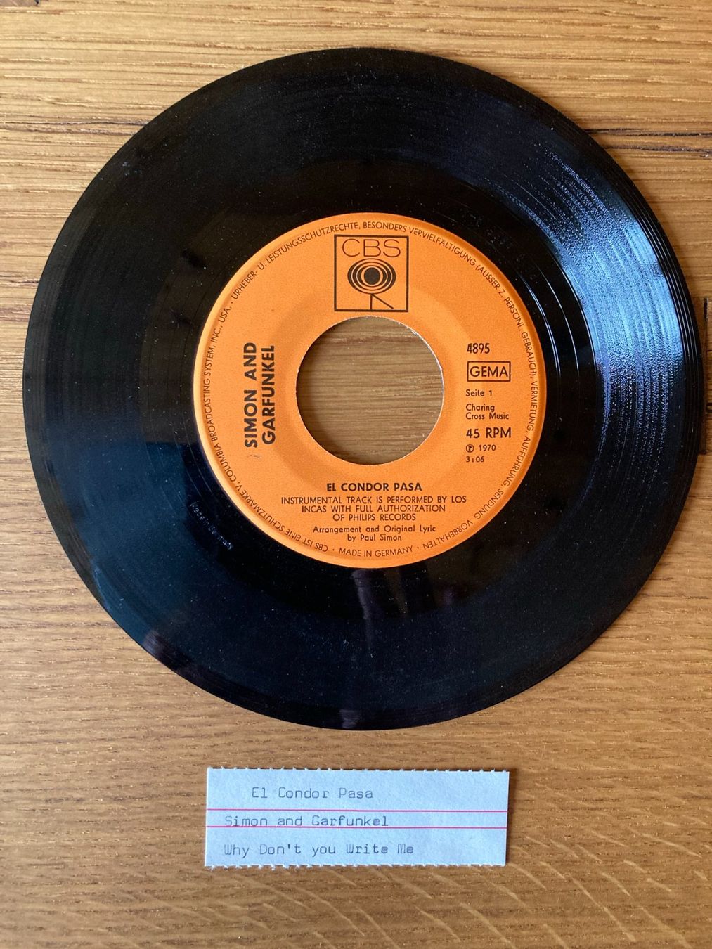Dischi in vinile: SIMON AND GARFUNKEL "El Condor Pasa" – Usato da Unterlangenegg venduto da Bricalla 1