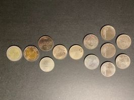 13 Pièces commémoratives / Suisse / CHF 5.- / 1974-2000