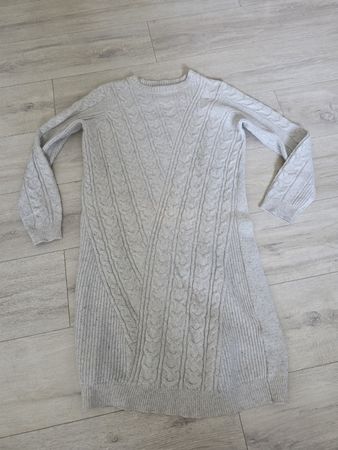 Strickkleid C&A beige Zopfmuster Grösse S 