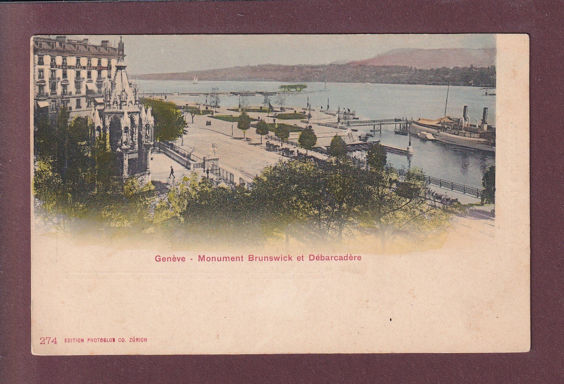 Ansichtskarten: GENEVE - Monument Brunswick - Débarcadère – Gebraucht aus Pully von nicecards