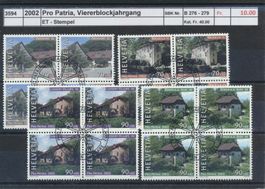 2002 Pro Patria, Viererblockjahrgang, ET - Stempel