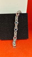 Handgefertigtes Armband, Silberlook, mit Glassteinen.