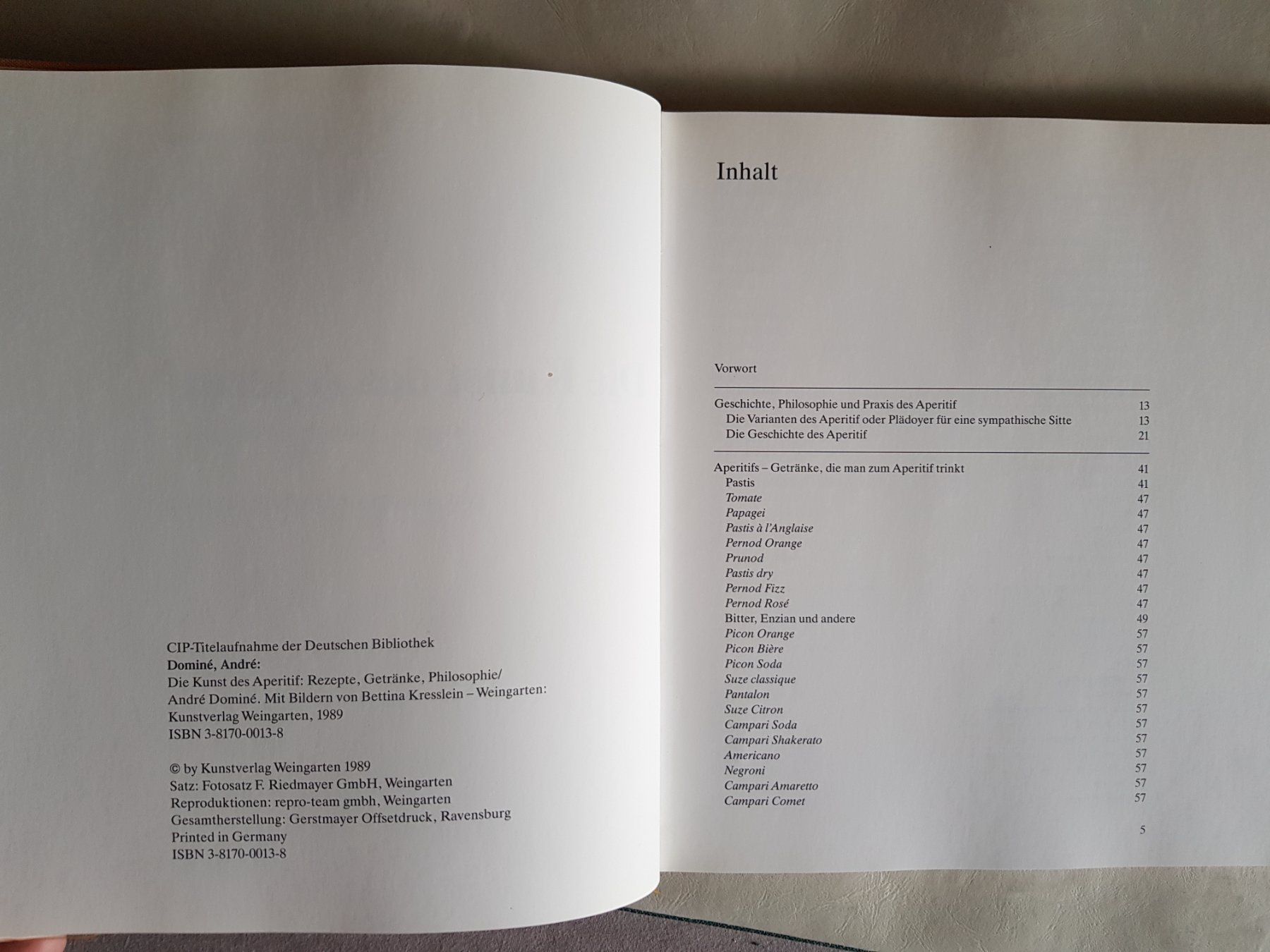Libri: Die Kunst des Aperitif - André Dominé - 1989 – Usato da Walterswil BE venduto da Lonitti 8