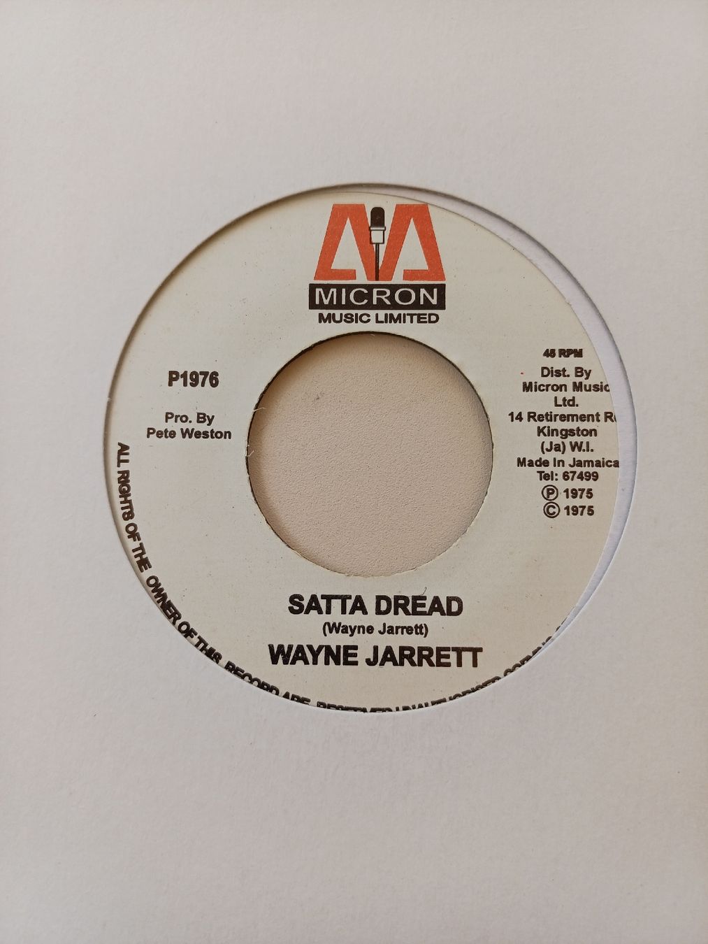Dischi in vinile: Wayne Jarrett "Satta Dread" 45t – Usato da Begnins venduto da Drastic-Sound