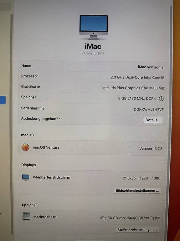 PCs: Apple iMac 21.5" 2017 – D'occasion à Matzingen par Machado. 2