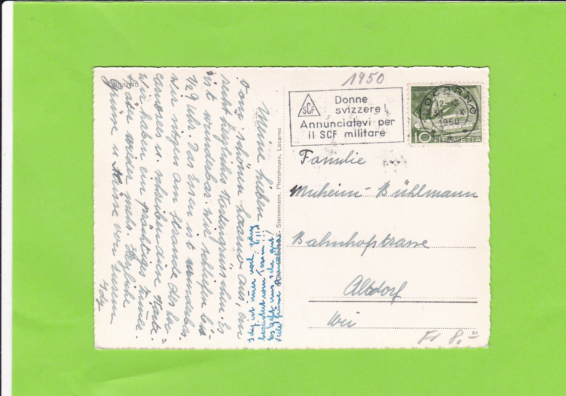 Cartoline postali: Locarno – Usato da St. Peterzell venduto da neckertal 1