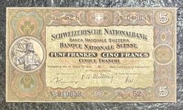 5‑Franken‑Banknote 1951 – Serie 52 S – sehr guter Zustand