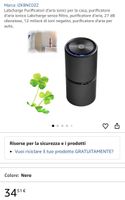 2Labcharge Purificatore aria ionico nero 27 dB auto casa 300